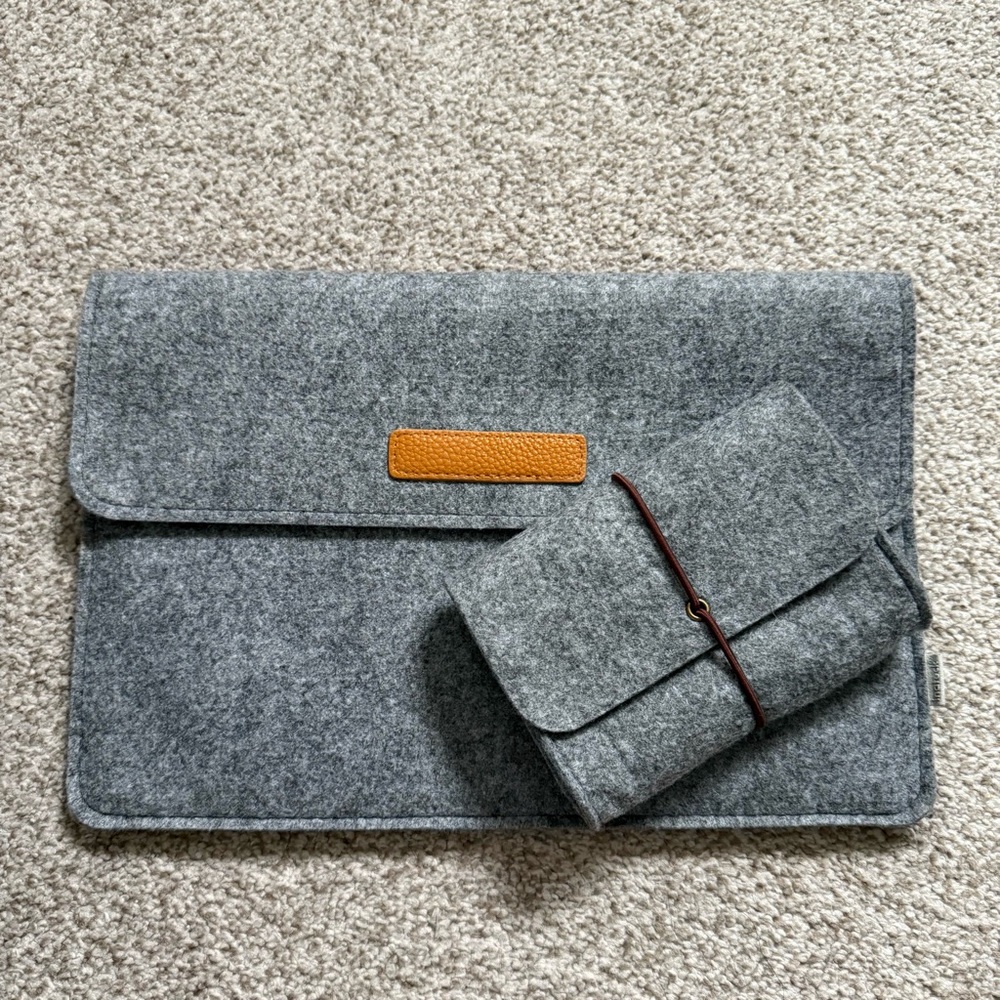 Inateck Gray and Orange Laptop Bag Set with Modern Design